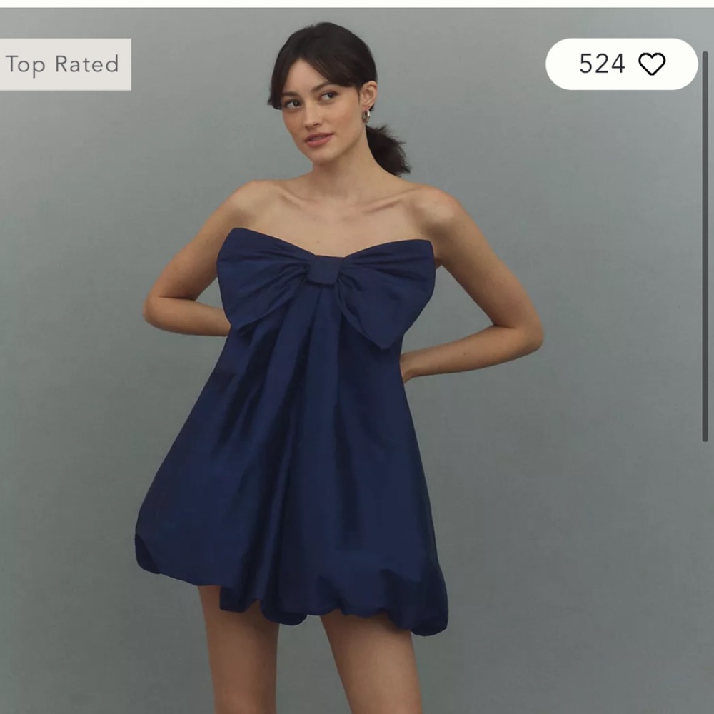 BHLDN Livia Strapless Bow Tent Mini Dress